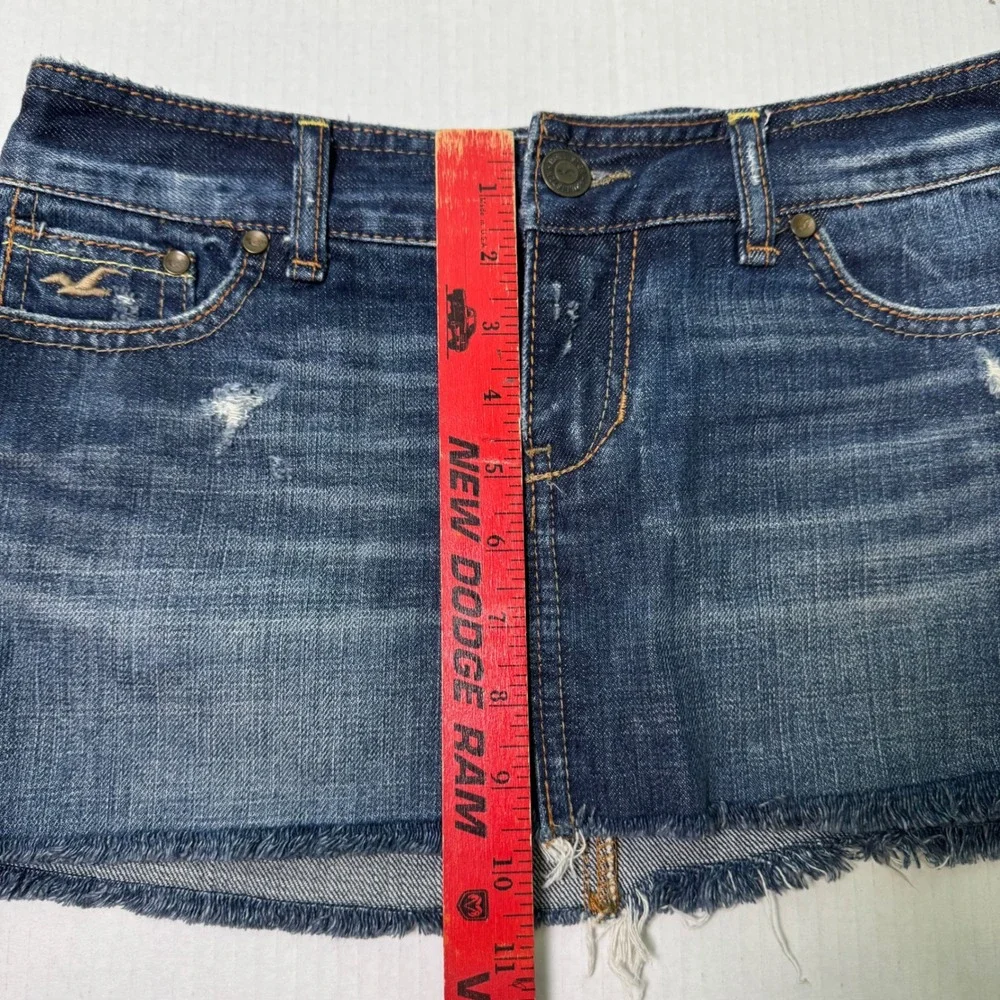 Hollister Low Rise Denim Mini Skirt Size 0 Y2K Vintage Coquette - Picture 5 of 6